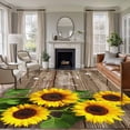 thumbnail image 1 of 8x10 Area Rugs for Living Room, Spring Sunflowers Non Slip Area Rugs for Kitchen Bedroom Entryway, Country Farmhouse Brown Wooden Plank Washable Carpet Runner Rug Floor Mats for Bedroom Home Decor, 1 of 8