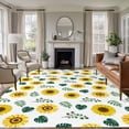 thumbnail image 1 of 8x10 Area Rugs for Living Room, Spring Sunflowers Non Slip Area Rugs for Kitchen Bedroom Entryway, Green Leaves Yellow Floral Rustic Botanical Washable Carpet Runner Rug Floor Mats for Bedroom, 1 of 8