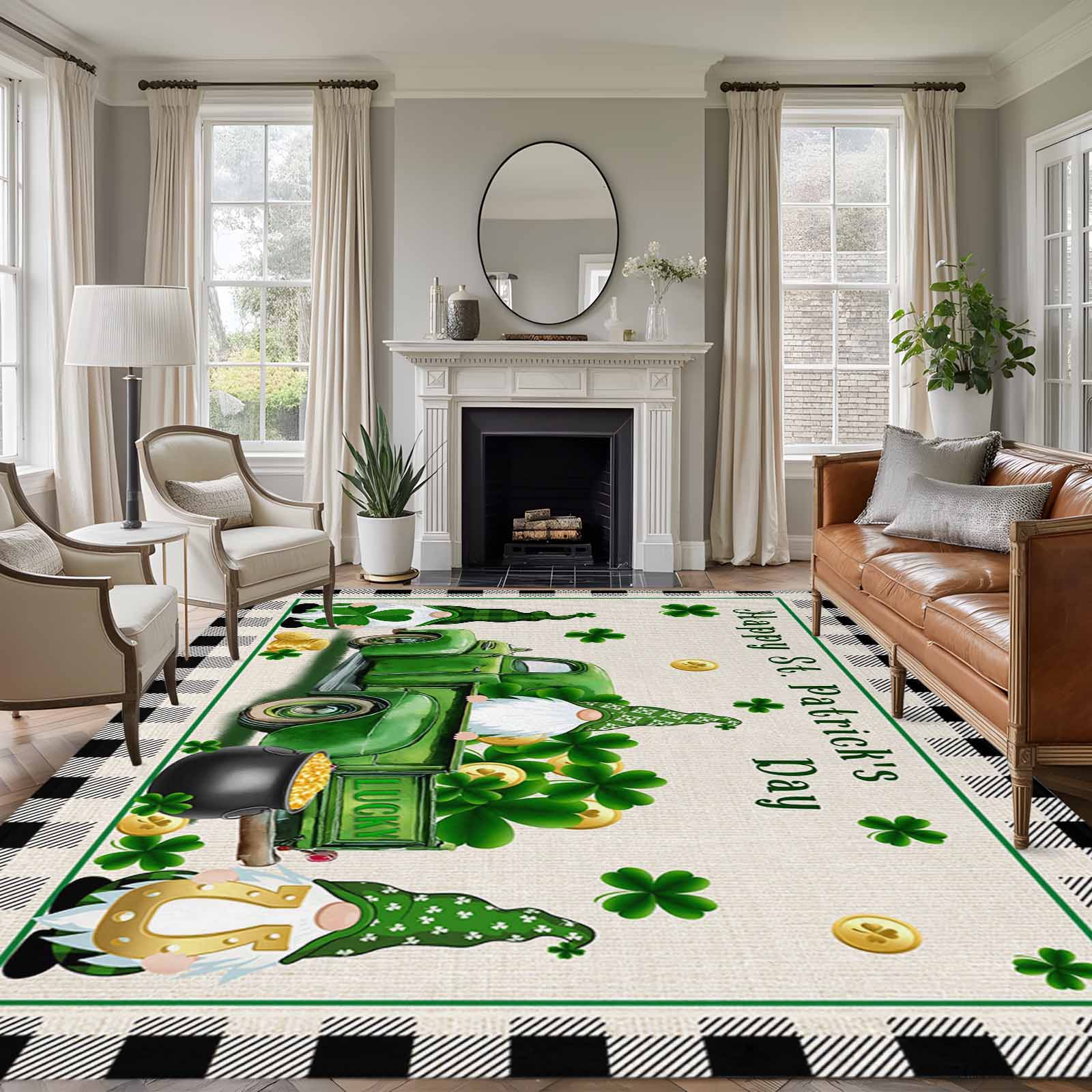 Coins Area Rug 8x10 Area Rugs for Living Room, St. Patrick's Day Non Slip Area Rugs ...