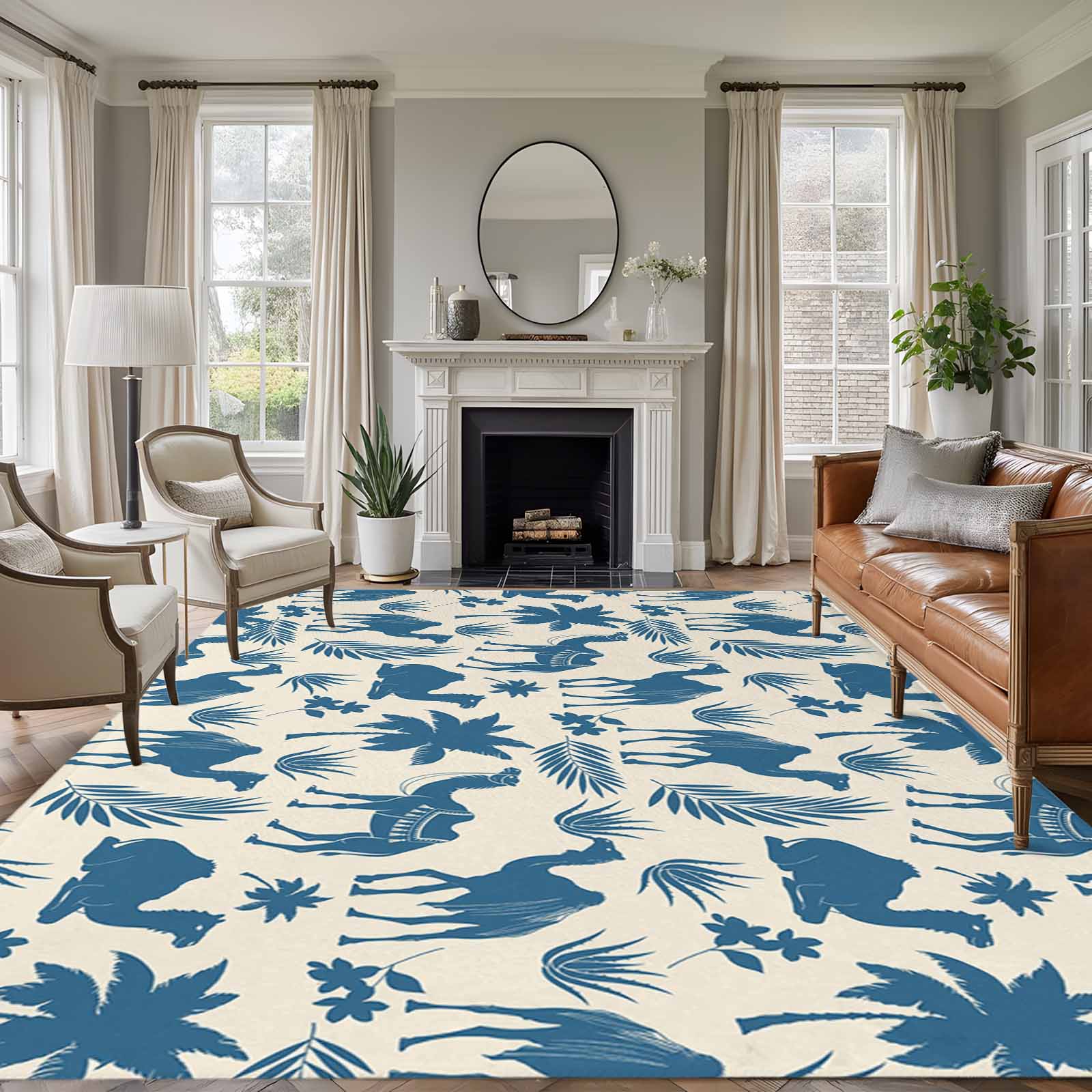 8x10 Area Rugs for Living Room, Tropical Plants Non Slip Area Rugs for ...