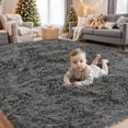 thumbnail image 1 of 8x10 Area Rugs for Living Room: Ultra Soft Fluffy Shag Gray Rugs for Bedroom, Non-Slip Large Fuzzy Plush Rug Indoor Floor Carpet for Nursery Kids Boys Girls Room, Dorms, Playroom, Modern Home Decor, 1 of 9