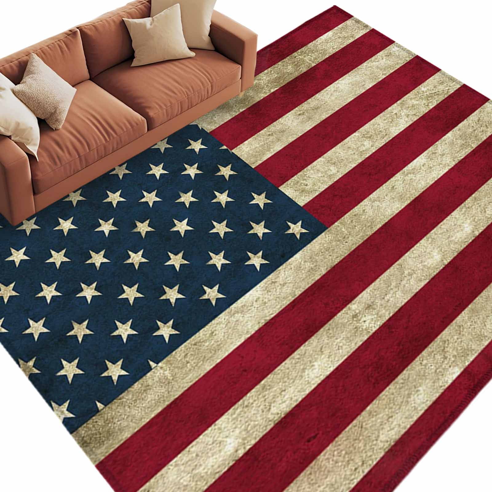 8x10 Area Rugs for Living Room, Vintage American Flag Non Slip Area ...