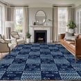 thumbnail image 1 of 8x10 Area Rugs for Living Room, Vintage Floral Non Slip Area Rugs for Kitchen Bedroom Entryway, Abstract Flowers Patchwork Country Navy Blue Washable Carpet Runner Rug Floor Mats for Bedroom, 1 of 8
