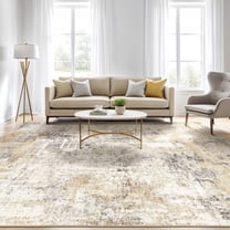 UERMEI 8'x10' Washable Area Rugs for Living Room, Modern Abstract Printed Carpet, Non Slip Indoor Rug for Bedroom Home Decor Carpets, Grey Gold