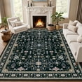 thumbnail image 1 of 8x10 Area Rugs for Living Room: Washable Rug Soft Vintage Boho Medallion Carpet Indoor Floor Non-Slip Stain Resistant Large Carpets for Bedroom Dining Room Farmhouse Nursery Home Office Black, 1 of 17