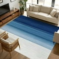 thumbnail image 1 of 8x10 Area Rugs, Navy Blue Ombre Non-Skid Rubber Backing Large Rectangle Rugs - Living Room Bedroom Home Office, Modern Abstract Art Blue White Striped Indoor Floor Mat Carpets Washable Rug, 1 of 9