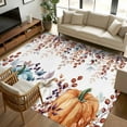 thumbnail image 1 of 8x10 Area Rugs, Orange Blue Pumpkin Fall Non-Skid Rubber Backing Large Rectangle Rugs - Living Room Bedroom Home Office, Thanksgiving Maple Leaf Indoor Floor Mat Carpets Washable Rug, 1 of 9