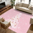 thumbnail image 1 of 8x10 Area Rugs Pink Christmas Tree Non-Skid Rubber Backing Large Rectangle Rugs - Living Room Bedroom Home Office, Winter Balls Snowflake Xmas Tree Indoor Floor Mat Carpets Washable Rug, 1 of 9