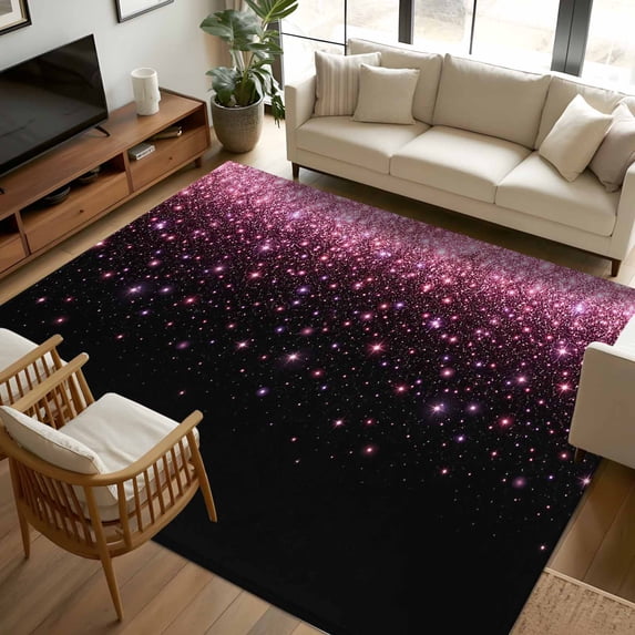 Pink Rug Room 8x10 Area Rugs, Pink Sparkles Non-Skid Rubber Backing Large Rectangle ...