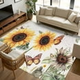 thumbnail image 1 of 8x10 Area Rugs, Sunflower Vintage Non-Skid Rubber Backing Large Rectangle Rugs - Living Room Bedroom Home Office, Pastoral Rustic Botanical Flowers Indoor Floor Mat Carpets Washable Rug, 1 of 9