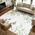 thumbnail image 1 of 8x10 Area Rugs, Teal Eucalyptus Leaves Non-Skid Rubber Backing Large Rectangle Rugs - Living Room Bedroom Home Office, Summer Botanical Spring Weeping Indoor Floor Mat Carpets Washable Rug, 1 of 9