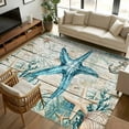 thumbnail image 1 of 8x10 Area Rugs Teal Starfish Coastal Non-Skid Rubber Backing Large Rectangle Rugs - Living Room Bedroom Home Office, Summer Beach Nautical Retro Indoor Floor Mat Carpets Washable Rug, 1 of 9