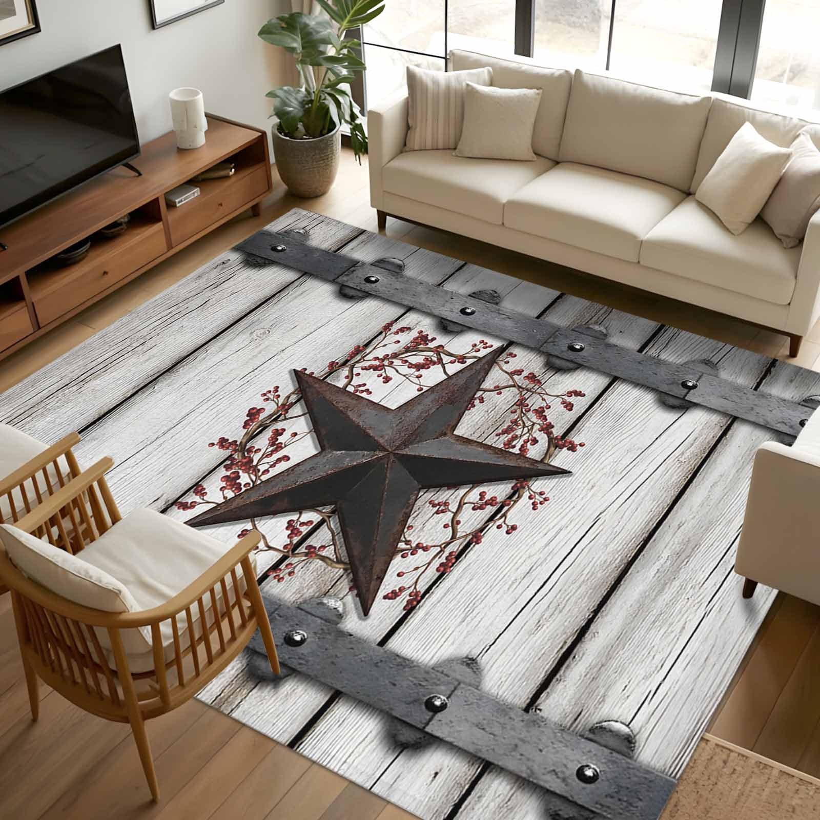 8x10 Area Rugs, Texas Star Retro Non-Skid Rubber Backing Large ...