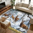 Large Recctangle Rugs 8x10 Area Rugs, Vintage Elk Forest Non-Skid Rubber Backing Large ...