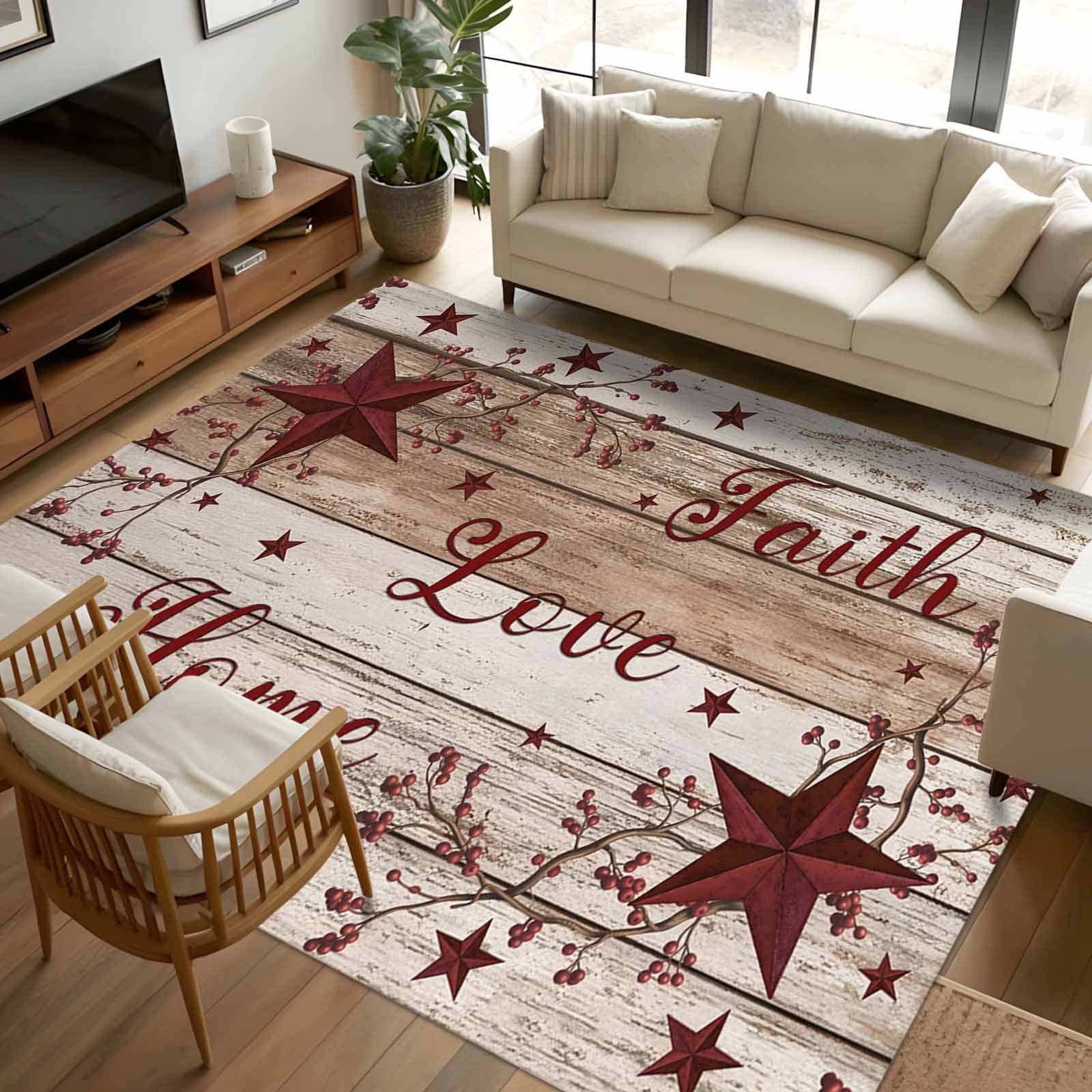 Farmhouse Rugs 8X10 8x10 Area Rugs, Vintage Farmhouse Non-Skid Rubber Backing Large