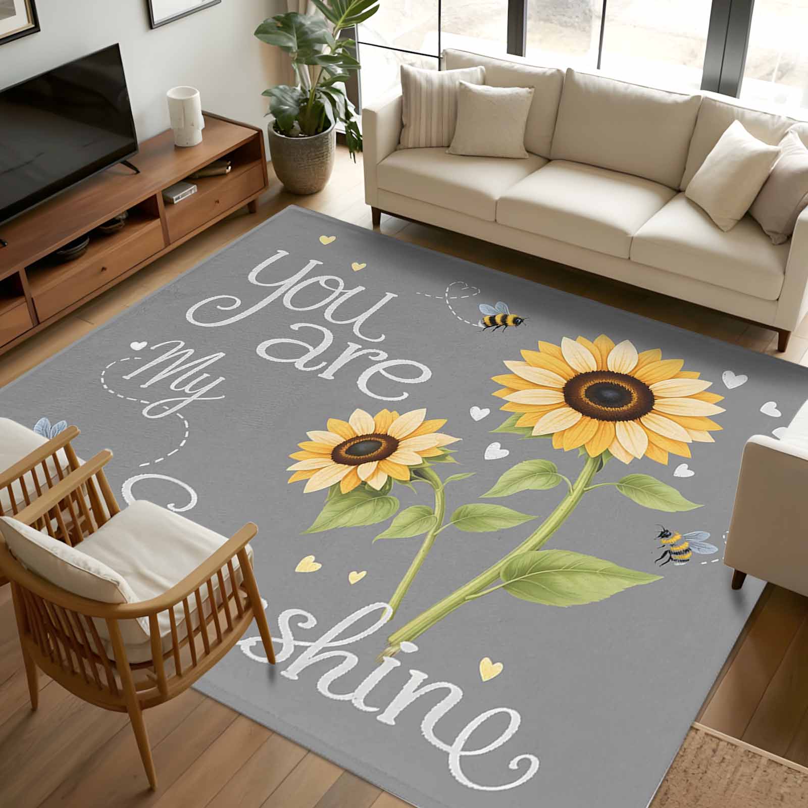 8x10 Area Rugs, You Are My Sunshine Non-Skid Rubber Backing Large ...