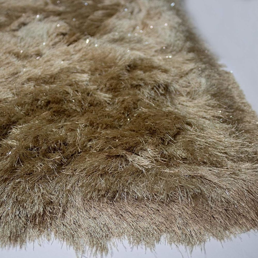 Micro Gold Button Rug Texture 8x10 Gold Area Rug 2.5 Inch Thick Soft Pile Glitter Shine Shaggy Fluffy ...