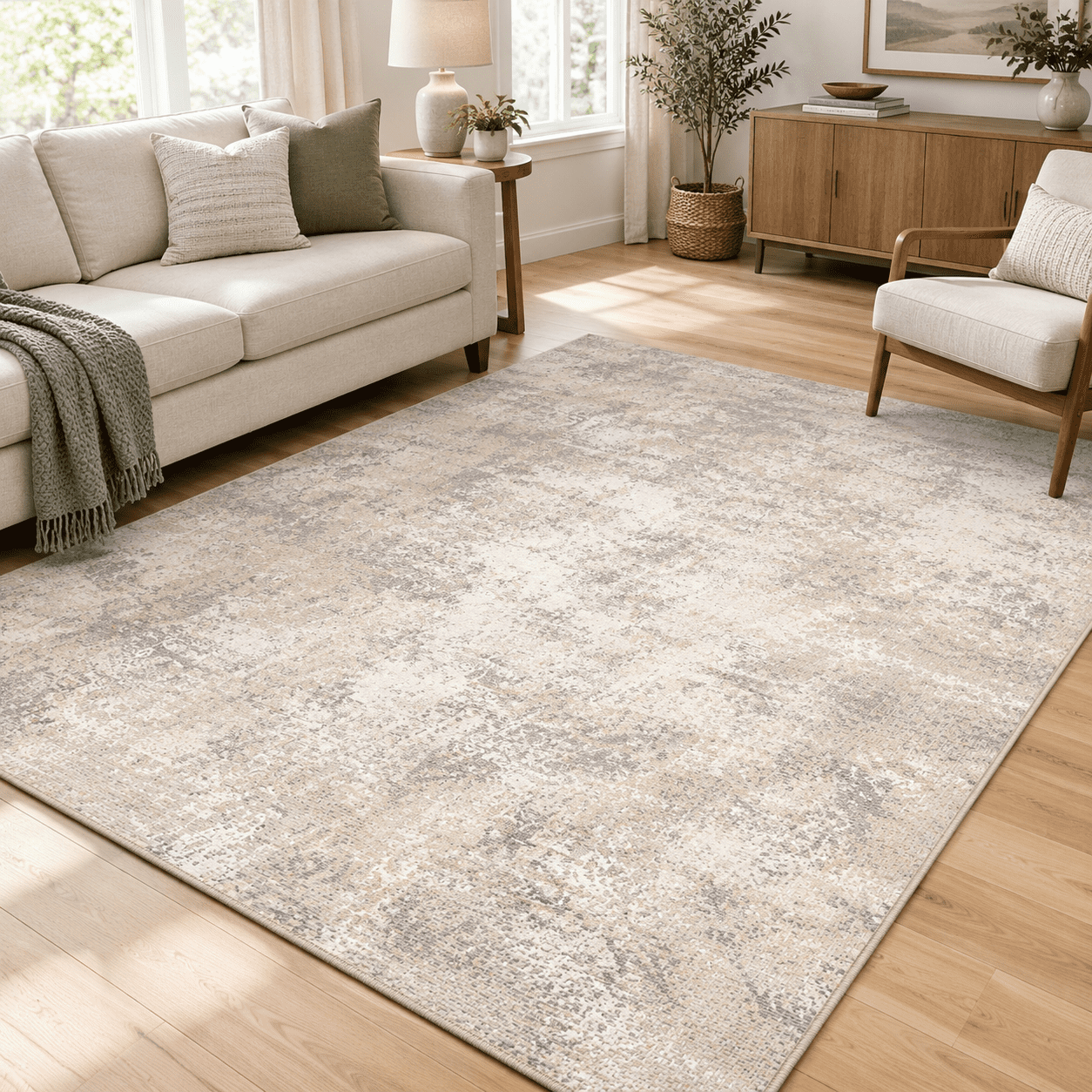 8x10 Beige Grey Abstract Area Rug - Walmart.com