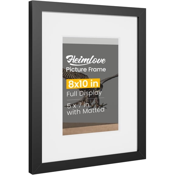 8x10 Black Picture Frame,8 x 10 Picture Frame Display Pictures 5x7 with Mat or 8x10 Without Mat,Photo Frame 8 x 10 with HD Plexiglass,for Postcard Diploma Poster Collage for Tabletop or Wall Mounted