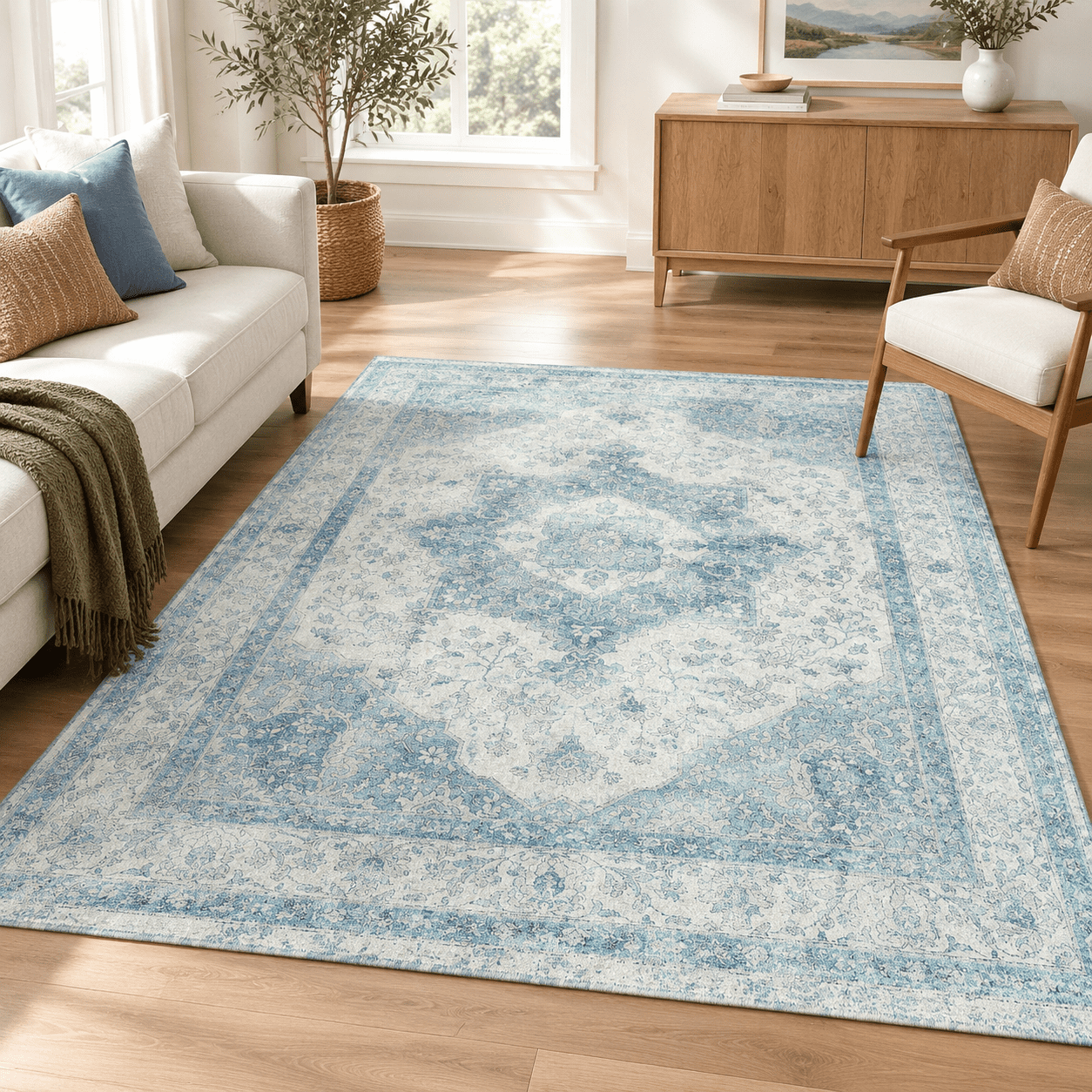 Blue Neutral Rug 8x10 Blue Neutral Area Rug - Walmart.com