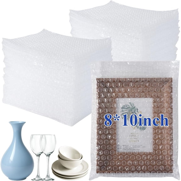 8x10 Bubble Wrap Pouches, 100 Pack | Self Seal with Secure Closure, Thick Shockproof Cushioning, For Shipping Fragile Items, Electronics & Small Business Packing