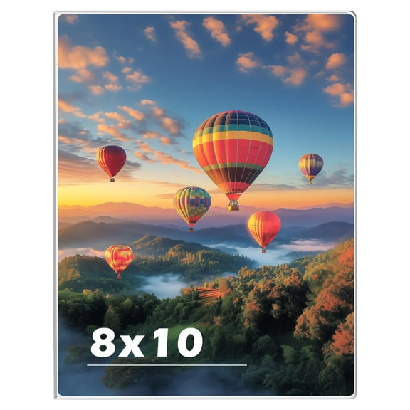 8x10 Clear Acrylic Picture Frame for Wall, Horizontal or Vertical Hanging No Drill Frameless Photo Frame with Adhesive Tape, Wall Mount Sign Holder for Home OfficeDecor, Clear