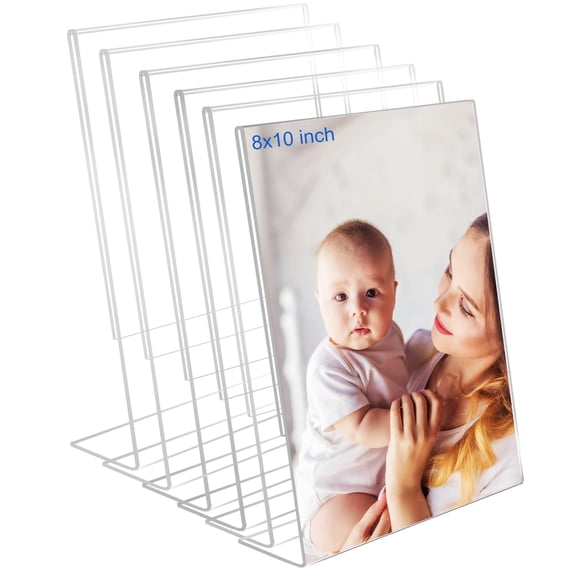 8x10'' Clear Frameless Picture Frames Set of 6 for Desktop Display