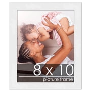 8x10 White Wood Picture Frame - UV Acrylic, Foam Board Backing, Hanging Hardware
