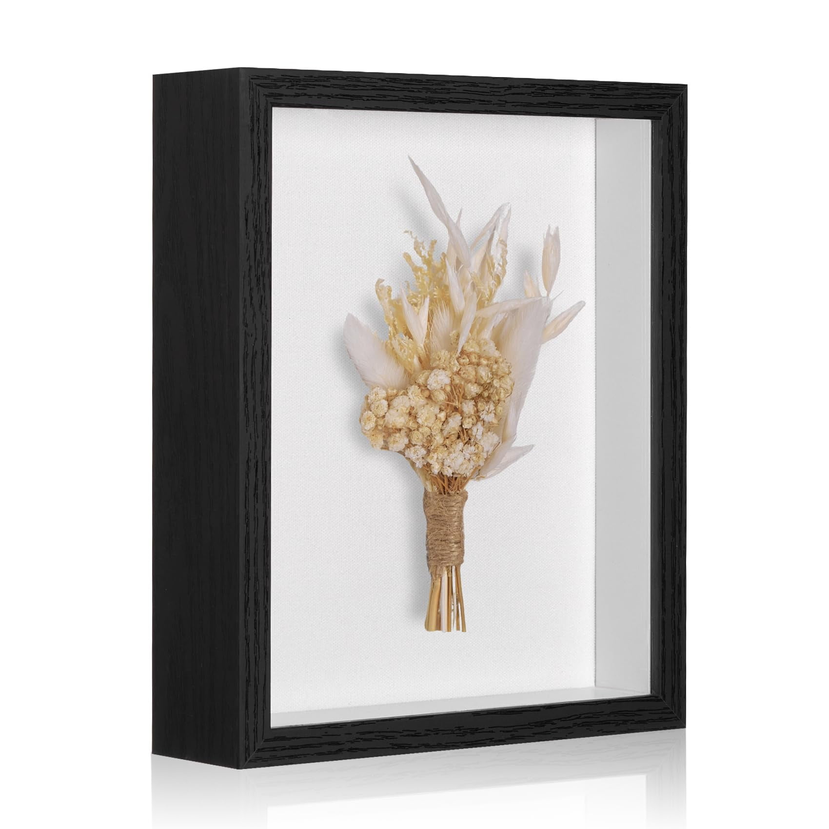 8x10 Deep Shadow Box Frame with Soft Linen Back, Black Memory Display ...