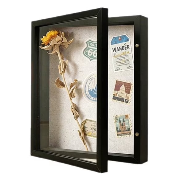 8x10 Deep Shadow Box Picture Frame Display Case with Linen Back and Stand,Real Glass Black Shadow Memory Box Frame 8x10 for Flower Baby Pet Wedding Photo Art Craft Memorial Wall Decor Gift