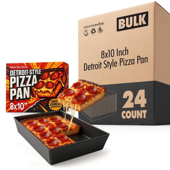 8x10 Detroit Style Pizza Pan  Non-Stick Deep Dish Aluminum Pan for Focaccia, Sicilian Bread, Brownies & Chicago-Style Pizza 24 Count