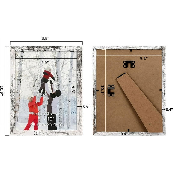8x10 Distressed White Picture Frame Set of 18 MDF Wood Grain for Tabletop or Wall Display