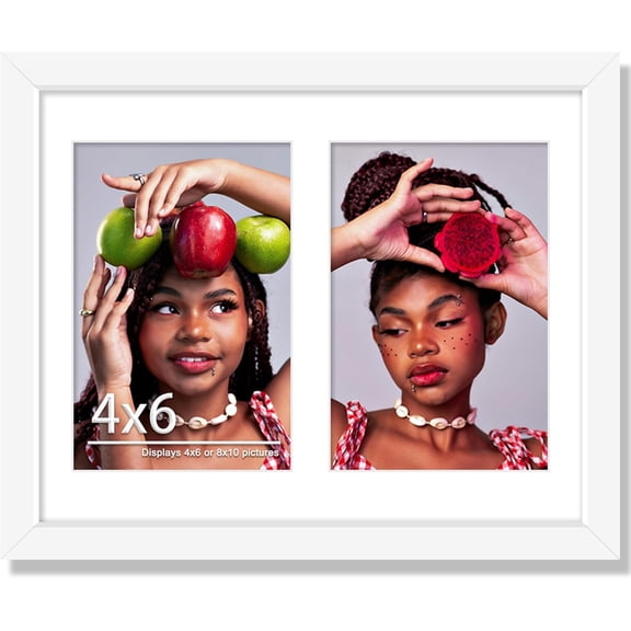 8x10 Double Frame For 2 4x6 Photos White