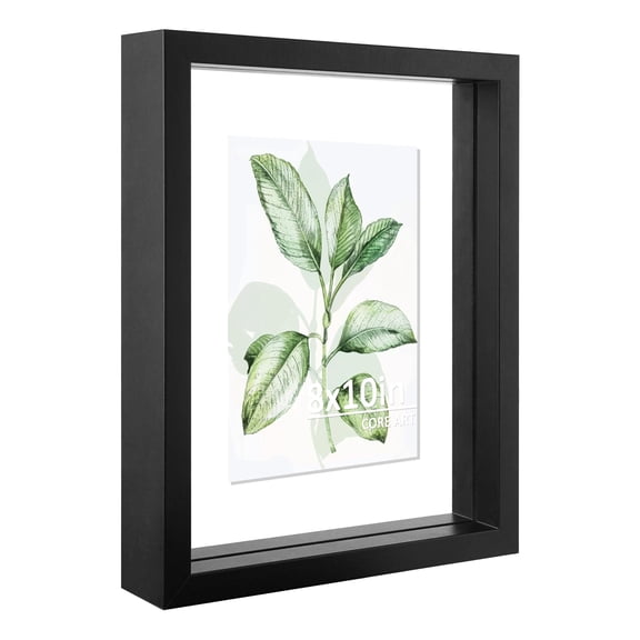 8x10 Double Plexiglass Frame, Floating Photo Frame Holds 5x7 4x6 Pictures, Versatile Wall Tabletop Display for Living Room Bedroom, Black