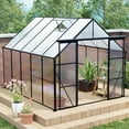 thumbnail image 1 of 8x10 FT Greenhouse for Outdoors, Heavy Duty Polycarbonate Greenhouse with Roof Vent and Sliding Door, Aluminum Large Walk-in Greenhouse for Outside Garden Backyard, Black, 1 of 6