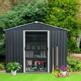 thumbnail image 1 of 8x10 FT Metal Storage Shed with Floor Base, Steel Tool Shed with Lockable Door, Utility and Tool Storage Shed  for Garden, Backyard, Patio, Outside Use, Black, 1 of 8