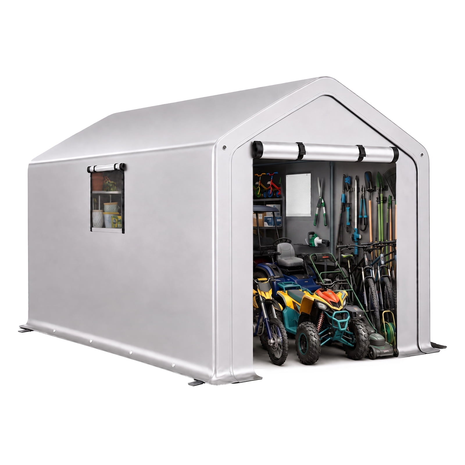8x10 FT Storage Shed with 2 Roll-up Windows, Heavy Duty Bike Tent