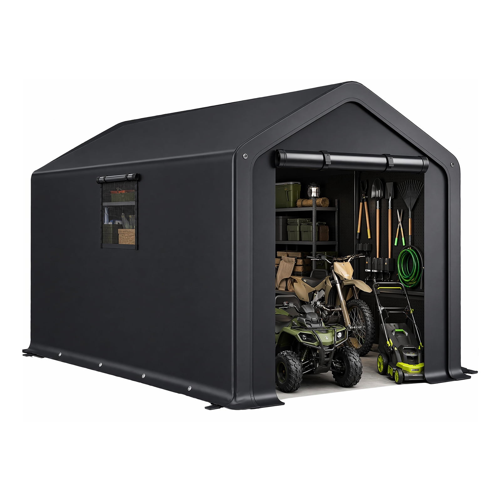 8x10 FT Storage Shed with 2 Roll-up Windows, Heavy Duty Bike Tent