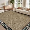 8x10 Farmhouse Floral Print Area Rug, Needle Punched Non Slip Washable Low Pile Popular Size Living Room Bedroom Carpet,brown