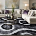 thumbnail image 1 of 8x10 Feet Large Size Light Gray Dark Gray Two Tone Color 3D Hand Woven Shag Shaggy Fluffy Fuzzy Furry Modern Contemporary Decorative Designer Bedroom Living Room Area Rug Carpet Rug Plush, 1 of 5