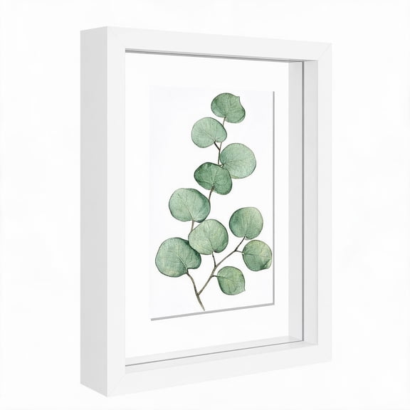 8x10 Floating Frame, Double Plexglass Display for 6x6,4x4 Art Pictures Posters, Tabletop Shelf Decor or Wall Hanging,White