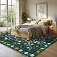 thumbnail image 1 of 8x10 Floral Area Rug, Vintage Bohemian Low Pile Carpet for Living Room, Soft Non-Slip Machine Washable Indoor Floor Mat, Ideal for Farmhouse Bedroom, Green, 1 of 9