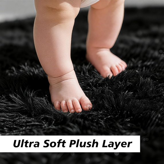 8x10 Fluffy Area Rugs for Living Room, Shag Area Rug for Bedroom, Black Soft Fuzzy Rug Non-Shedding Indoor Plush Carpet for Kids Bedroom Nursery Home Decor