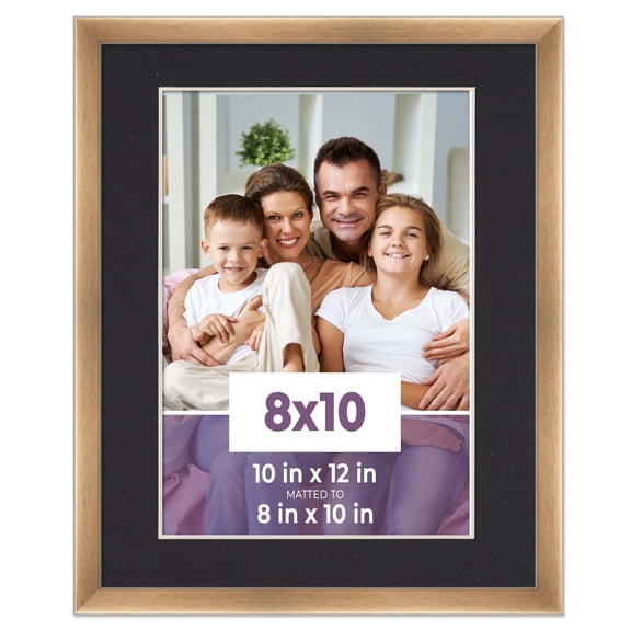8x10 Frame Bronze With Black Picture Mat For 8x10 Photo - Bronze 10x12 Frame To Display Print or