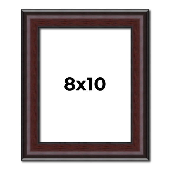8x10 Frame Brown Round Mahogany Solid Wood Picture Frame | 1.625 Inch Moulding Width | with UV