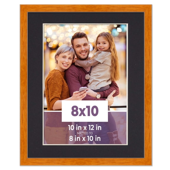 8x10 Frame Honey Pecan With Black Picture Mat For 8x10 Photo - Honey Pecan 10x12 Frame To Display