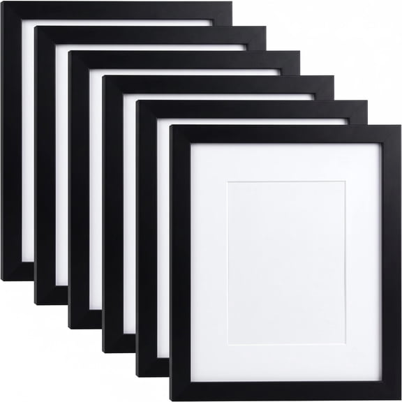8x10 Frame Set of 6 with 5x7 Mat, Black Picture Frames for Wall or Tabletop, Horizontal or Vertical Photo Display, Create a Stunning Wall Gallery in Your Home Office, Black