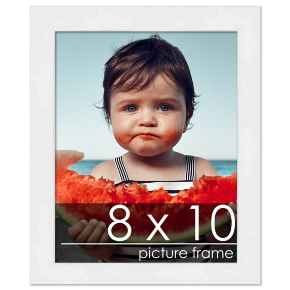 8x10 Frame White Complete Wood Picture Frame with UV Acrylic, Foam Board Backing, & Hardware