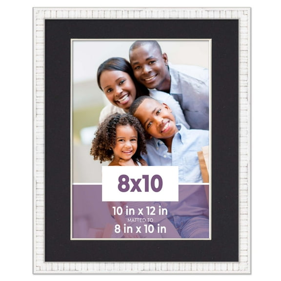 8x10 Frame White With Black Picture Mat For 8x10 Photo - White 10x12 Frame To Display Print or