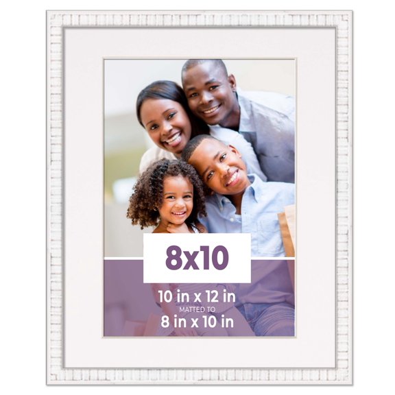 8x10 Frame White With White Picture Mat For 8x10 Photo - White 10x12 Frame To Display Print or